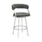 Armen Living Dione 26" Counter Height Swivel Gray Faux Leather and Brushed Stainless Steel Bar Stool 840254335134 - alternate 1